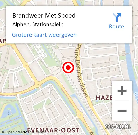 Locatie op kaart van de 112 melding: Brandweer Met Spoed Naar Alphen, Stationsplein op 17 september 2017 17:47