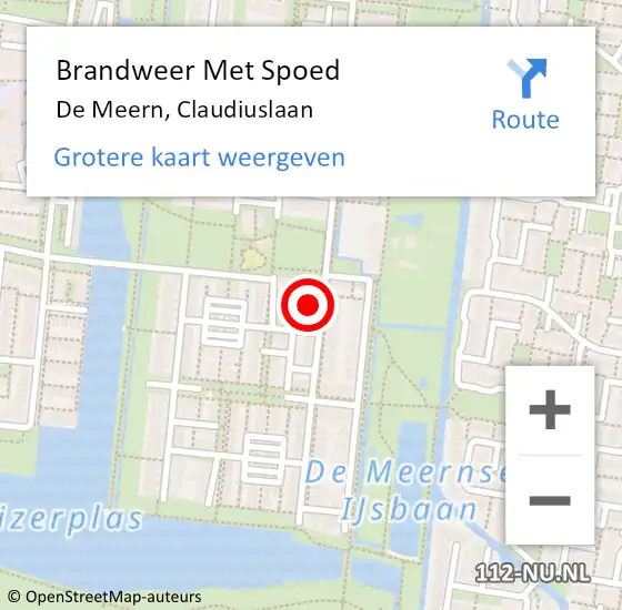 Locatie op kaart van de 112 melding: Brandweer Met Spoed Naar De Meern, Claudiuslaan op 17 september 2017 18:10