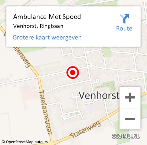 Locatie op kaart van de 112 melding: Ambulance Met Spoed Naar Venhorst, Ringbaan op 17 september 2017 18:37