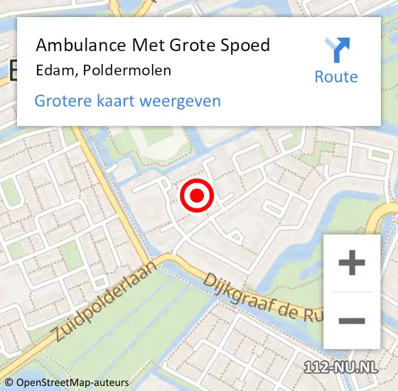 Locatie op kaart van de 112 melding: Ambulance Met Grote Spoed Naar Edam, Poldermolen op 17 september 2017 18:56