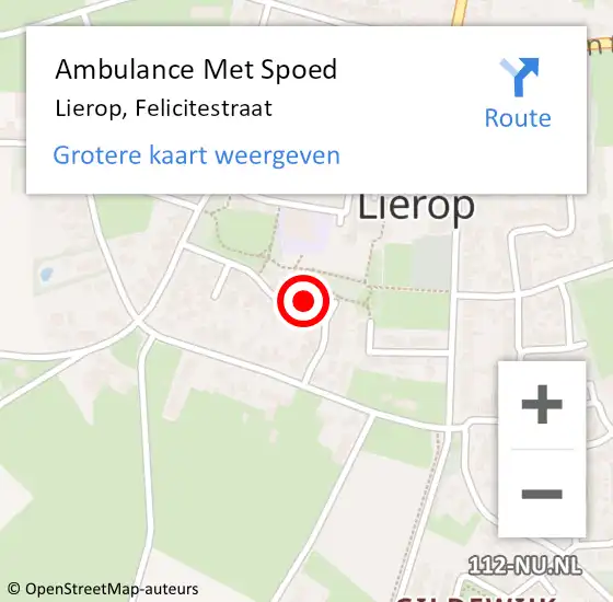 Locatie op kaart van de 112 melding: Ambulance Met Spoed Naar Lierop, Felicitestraat op 17 september 2017 19:56