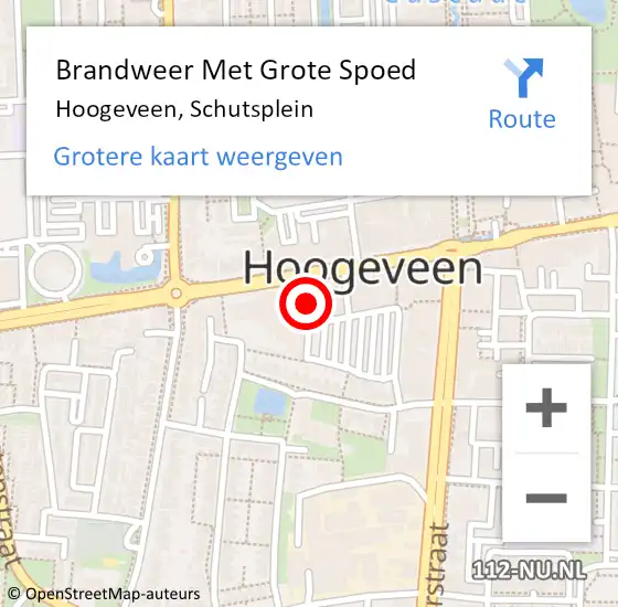 Locatie op kaart van de 112 melding: Brandweer Met Grote Spoed Naar Hoogeveen, Schutsplein op 17 september 2017 19:57