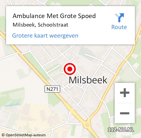 Locatie op kaart van de 112 melding: Ambulance Met Grote Spoed Naar Milsbeek, Schoolstraat op 17 september 2017 20:08