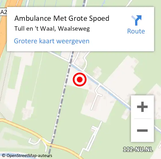 Locatie op kaart van de 112 melding: Ambulance Met Grote Spoed Naar Tull en 't Waal, Waalseweg op 1 februari 2014 22:35