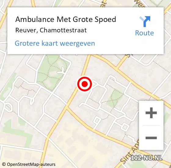 Locatie op kaart van de 112 melding: Ambulance Met Grote Spoed Naar Reuver, Chamottestraat op 17 september 2017 20:42