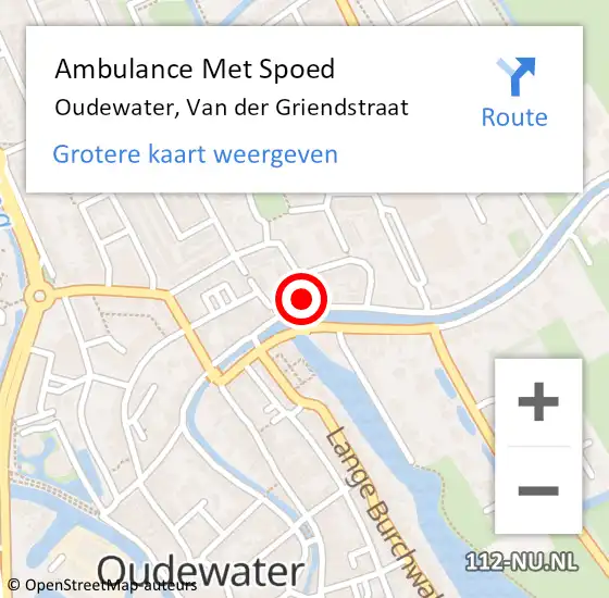 Locatie op kaart van de 112 melding: Ambulance Met Spoed Naar Oudewater, Van der Griendstraat op 17 september 2017 20:52