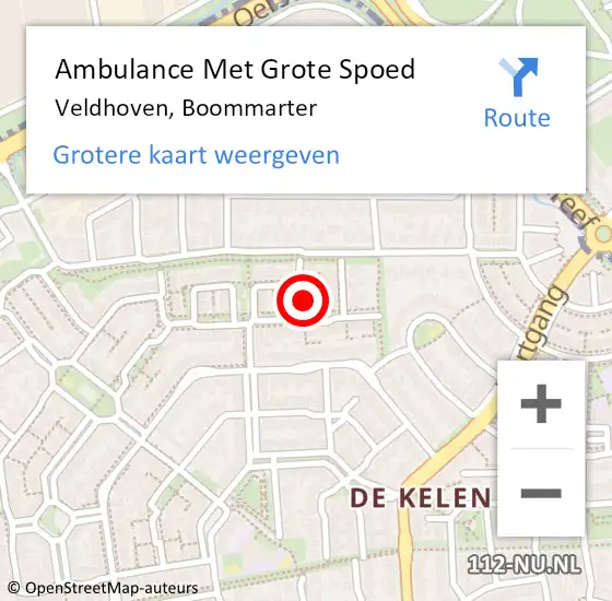 Locatie op kaart van de 112 melding: Ambulance Met Grote Spoed Naar Veldhoven, Boommarter op 17 september 2017 20:53