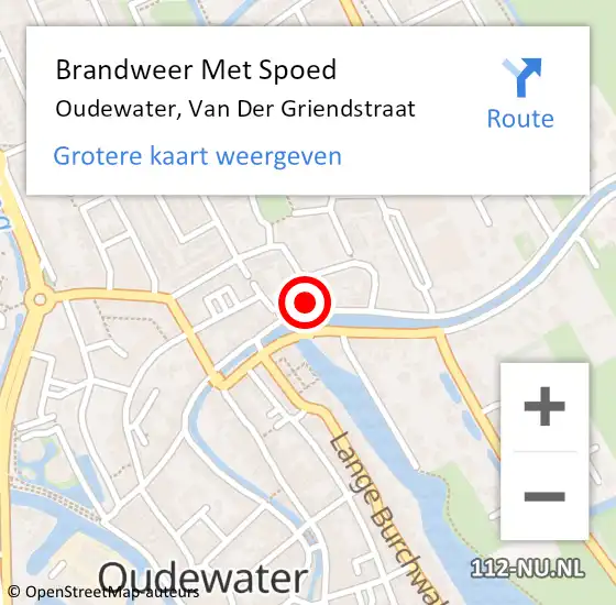 Locatie op kaart van de 112 melding: Brandweer Met Spoed Naar Oudewater, Van Der Griendstraat op 17 september 2017 21:08