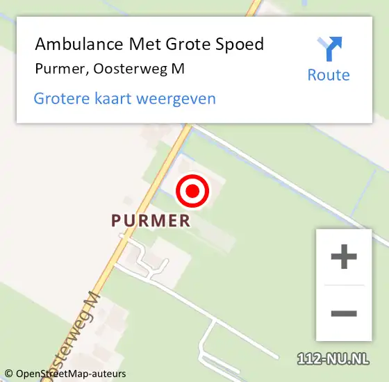 Locatie op kaart van de 112 melding: Ambulance Met Grote Spoed Naar Purmer, Oosterweg M op 17 september 2017 22:12