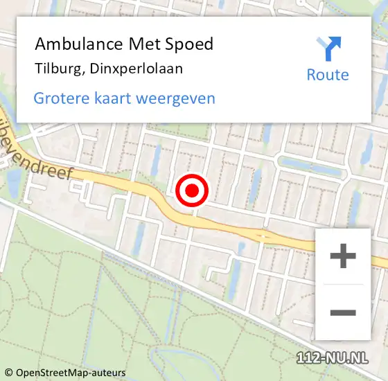 Locatie op kaart van de 112 melding: Ambulance Met Spoed Naar Tilburg, Dinxperlolaan op 17 september 2017 22:50