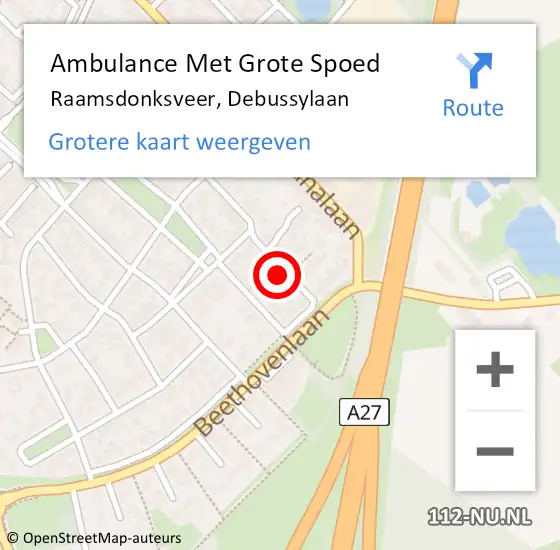 Locatie op kaart van de 112 melding: Ambulance Met Grote Spoed Naar Raamsdonksveer, Debussylaan op 17 september 2017 23:07