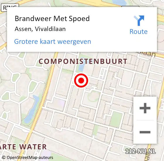 Locatie op kaart van de 112 melding: Brandweer Met Spoed Naar Assen, Vivaldilaan op 17 september 2017 23:16