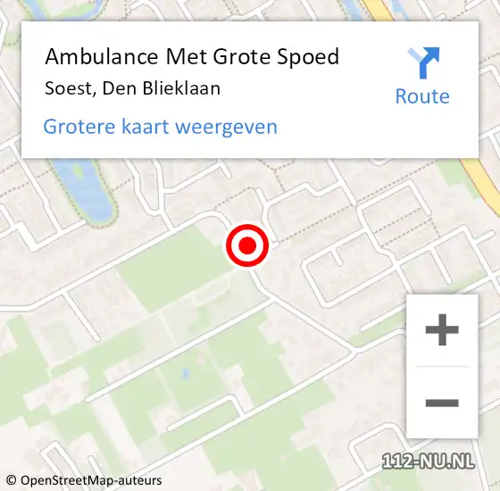 Locatie op kaart van de 112 melding: Ambulance Met Grote Spoed Naar Soest, Den Blieklaan op 17 september 2017 23:21