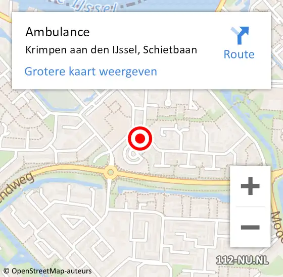 Locatie op kaart van de 112 melding: Ambulance Krimpen aan den IJssel, Schietbaan op 17 september 2017 23:32