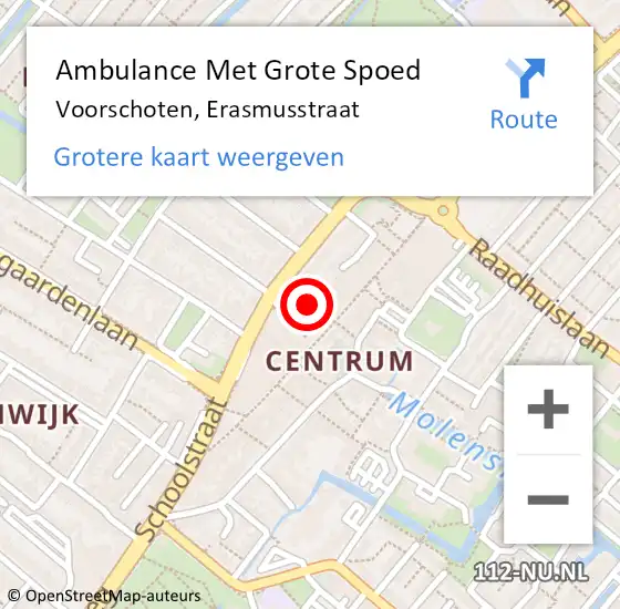 Locatie op kaart van de 112 melding: Ambulance Met Grote Spoed Naar Voorschoten, Erasmusstraat op 17 september 2017 23:45