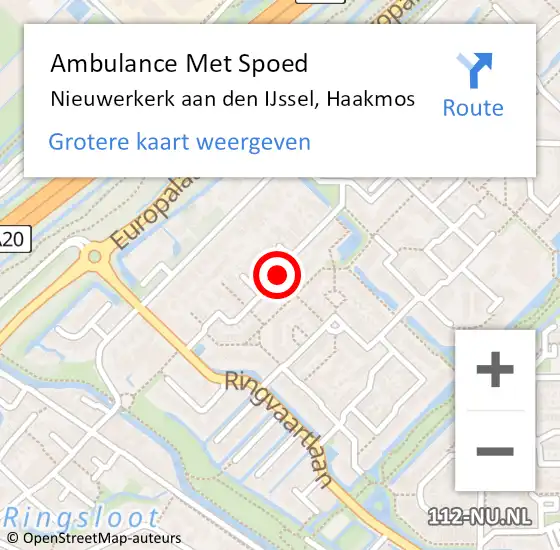 Locatie op kaart van de 112 melding: Ambulance Met Spoed Naar Nieuwerkerk aan den IJssel, Haakmos op 17 september 2017 23:58