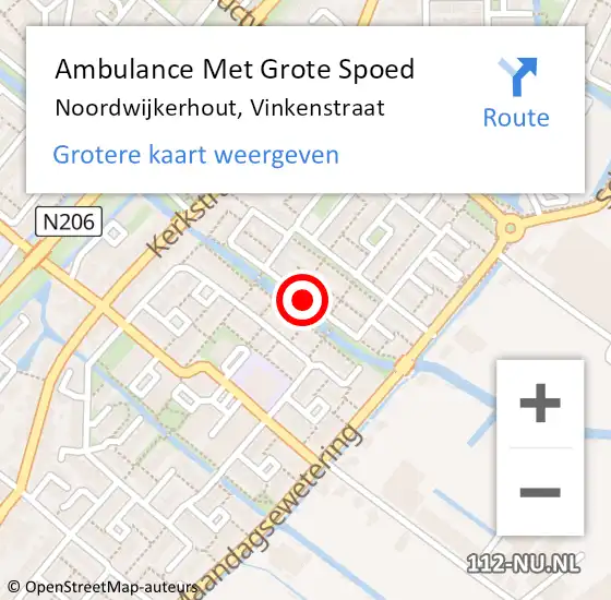 Locatie op kaart van de 112 melding: Ambulance Met Grote Spoed Naar Noordwijkerhout, Vinkenstraat op 18 september 2017 01:24