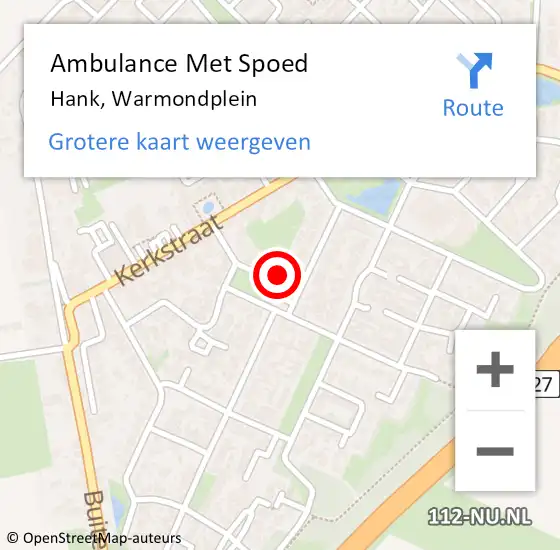 Locatie op kaart van de 112 melding: Ambulance Met Spoed Naar Hank, Warmondplein op 18 september 2017 01:39