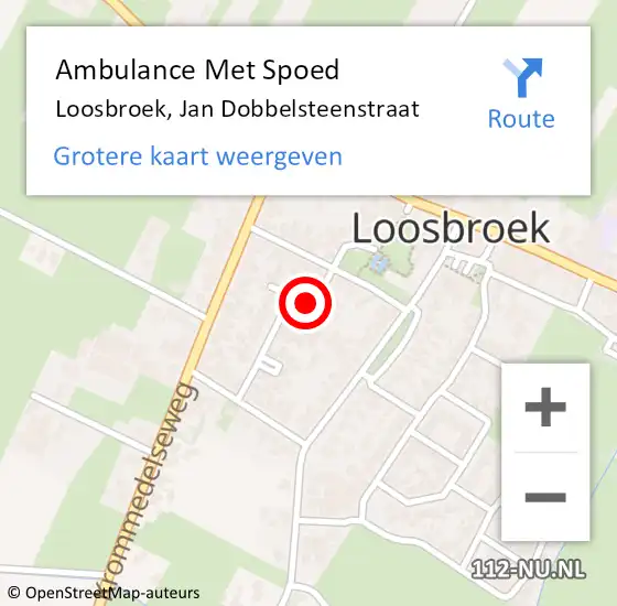 Locatie op kaart van de 112 melding: Ambulance Met Spoed Naar Loosbroek, Jan Dobbelsteenstraat op 18 september 2017 02:55