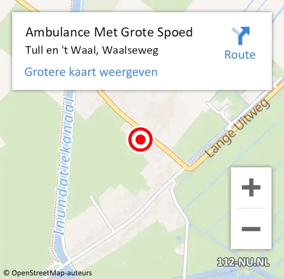 Locatie op kaart van de 112 melding: Ambulance Met Grote Spoed Naar Tull en 't Waal, Waalseweg op 18 september 2017 03:02