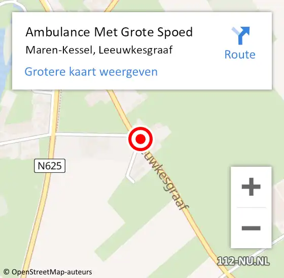 Locatie op kaart van de 112 melding: Ambulance Met Grote Spoed Naar Maren-Kessel, Leeuwkesgraaf op 18 september 2017 03:42