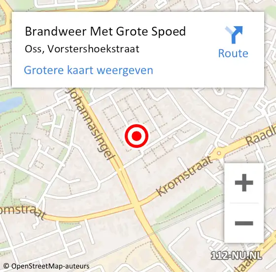 Locatie op kaart van de 112 melding: Brandweer Met Grote Spoed Naar Oss, Vorstershoekstraat op 18 september 2017 03:43