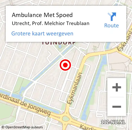 Locatie op kaart van de 112 melding: Ambulance Met Spoed Naar Utrecht, Prof. Melchior Treublaan op 18 september 2017 05:50