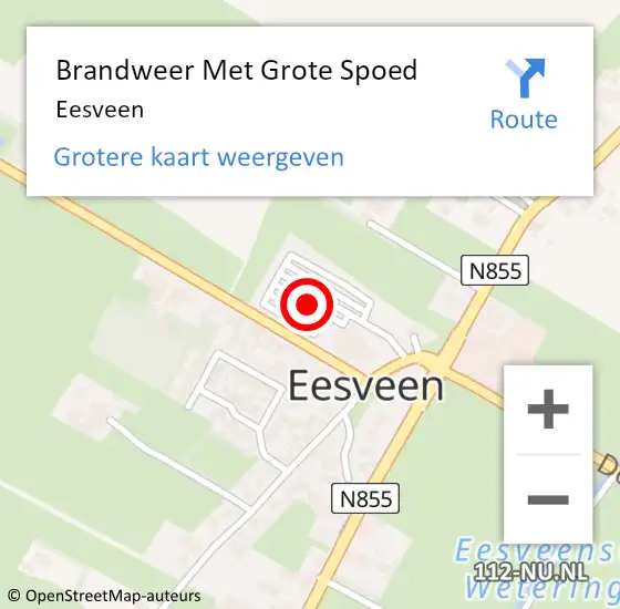 Locatie op kaart van de 112 melding: Brandweer Met Grote Spoed Naar Eesveen op 18 september 2017 07:03