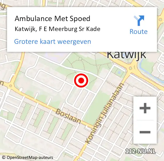 Locatie op kaart van de 112 melding: Ambulance Met Spoed Naar Katwijk, F E Meerburg Sr Kade op 18 september 2017 07:10