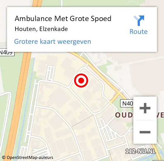 Locatie op kaart van de 112 melding: Ambulance Met Grote Spoed Naar Houten, Elzenkade op 18 september 2017 07:32