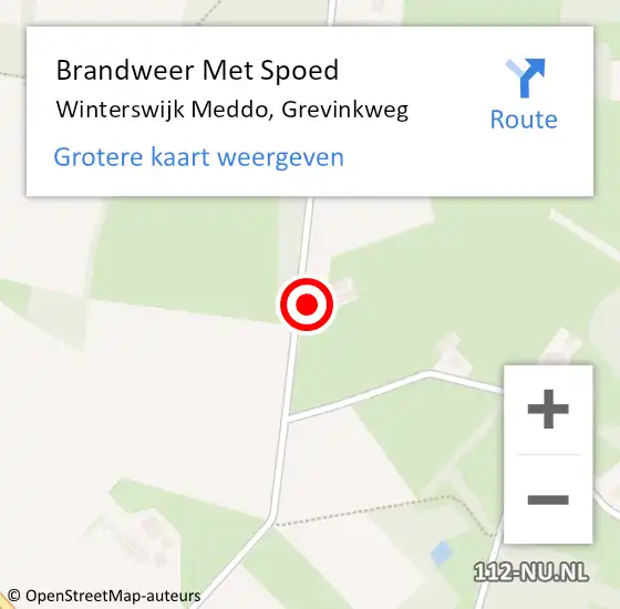 Locatie op kaart van de 112 melding: Brandweer Met Spoed Naar Winterswijk Meddo, Grevinkweg op 18 september 2017 07:48