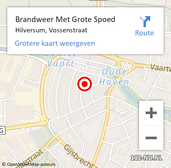 Locatie op kaart van de 112 melding: Brandweer Met Grote Spoed Naar Hilversum, Vossenstraat op 18 september 2017 07:54