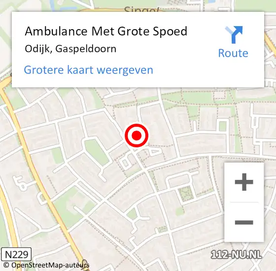 Locatie op kaart van de 112 melding: Ambulance Met Grote Spoed Naar Odijk, Gaspeldoorn op 1 februari 2014 23:17