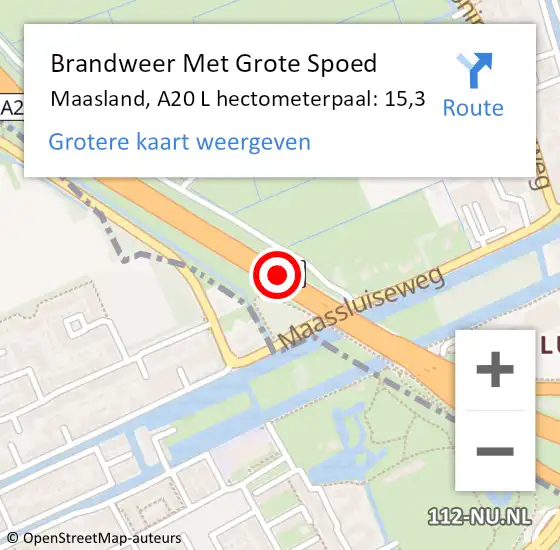 Locatie op kaart van de 112 melding: Brandweer Met Grote Spoed Naar Maasland, Rijksweg A20 op 18 september 2017 08:28