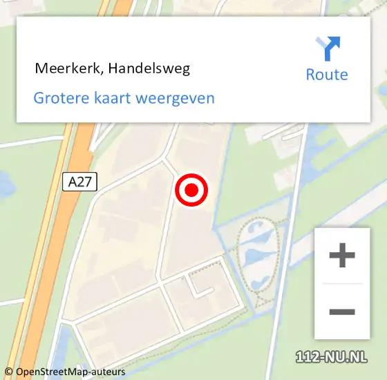 Locatie op kaart van de 112 melding:  Meerkerk, Handelsweg op 18 september 2017 08:52