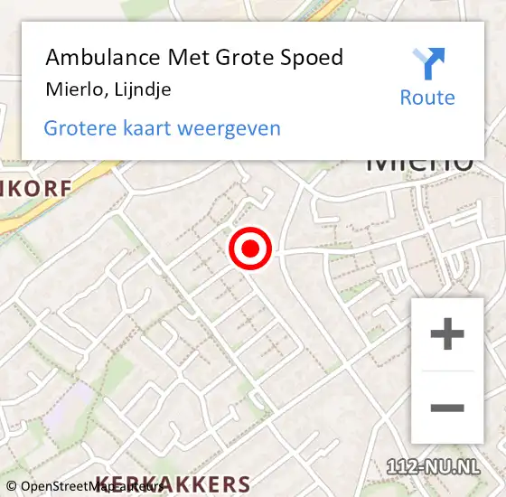 Locatie op kaart van de 112 melding: Ambulance Met Grote Spoed Naar Mierlo, Lijndje op 18 september 2017 08:57