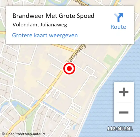 Locatie op kaart van de 112 melding: Brandweer Met Grote Spoed Naar Volendam, Julianaweg op 18 september 2017 08:59