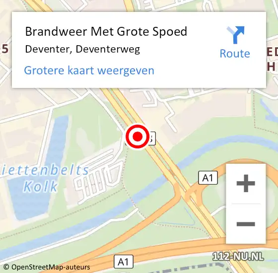 Locatie op kaart van de 112 melding: Brandweer Met Grote Spoed Naar Deventer, Deventerweg op 18 september 2017 08:59