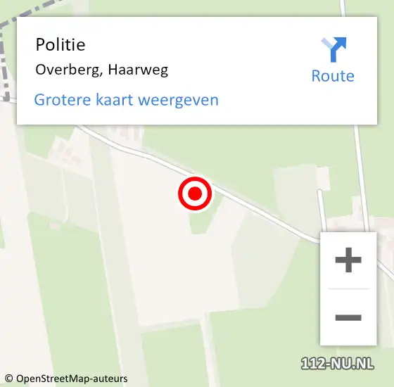 Locatie op kaart van de 112 melding: Politie Overberg, Haarweg op 1 februari 2014 23:29