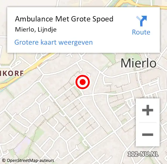 Locatie op kaart van de 112 melding: Ambulance Met Grote Spoed Naar Mierlo, Lijndje op 18 september 2017 09:50