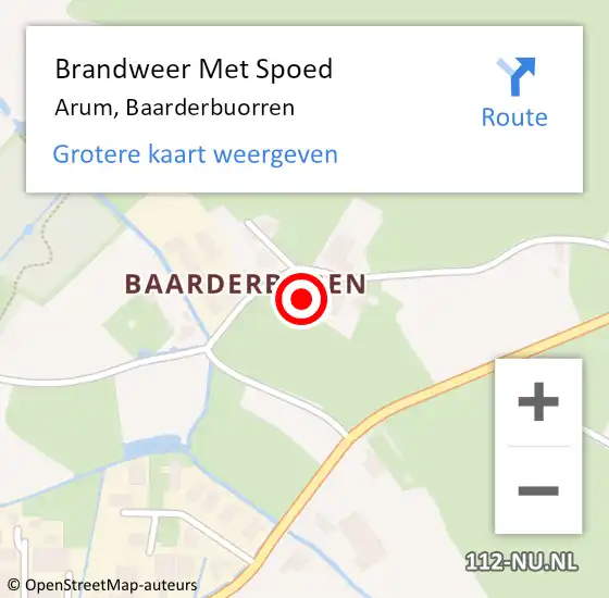 Locatie op kaart van de 112 melding: Brandweer Met Spoed Naar Arum, Baarderbuorren op 1 februari 2014 23:41