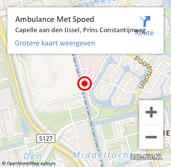 Locatie op kaart van de 112 melding: Ambulance Met Spoed Naar Capelle aan den IJssel, Prins Constantijnweg op 18 september 2017 10:21