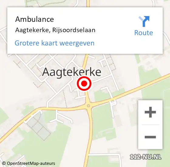 Locatie op kaart van de 112 melding: Ambulance Aagtekerke, Rijsoordselaan op 18 september 2017 13:10