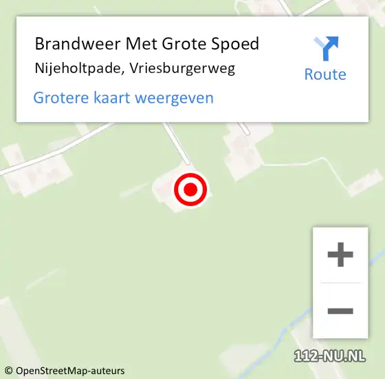 Locatie op kaart van de 112 melding: Brandweer Met Grote Spoed Naar Nijeholtpade, Vriesburgerweg op 18 september 2017 13:20
