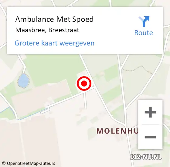 Locatie op kaart van de 112 melding: Ambulance Met Spoed Naar Maasbree, Breestraat op 18 september 2017 13:22