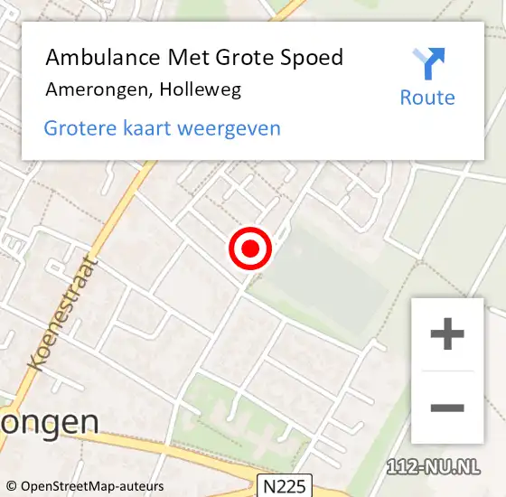 Locatie op kaart van de 112 melding: Ambulance Met Grote Spoed Naar Amerongen, Holleweg op 18 september 2017 13:38