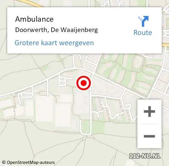 Locatie op kaart van de 112 melding: Ambulance Doorwerth, De Waaijenberg op 18 september 2017 13:50