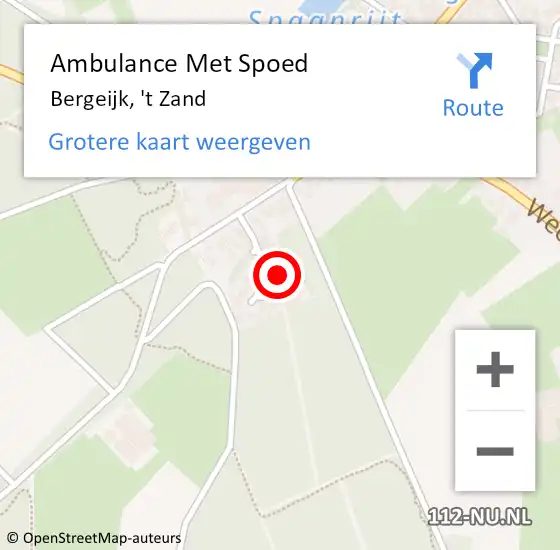 Locatie op kaart van de 112 melding: Ambulance Met Spoed Naar Bergeijk, 't Zand op 18 september 2017 13:59