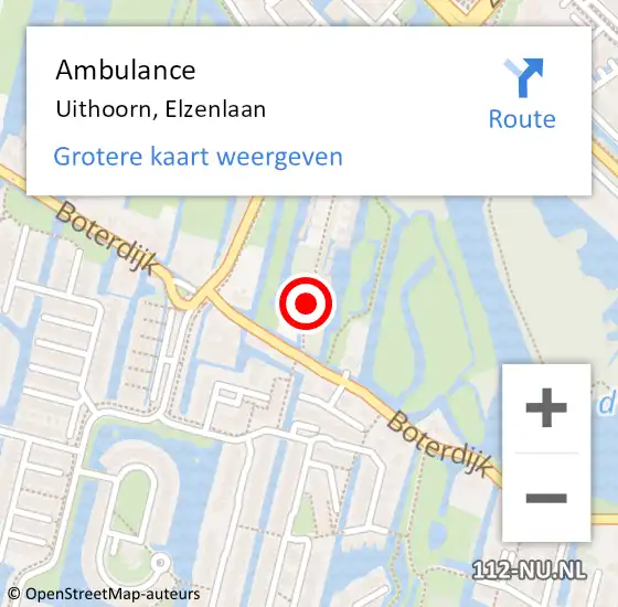 Locatie op kaart van de 112 melding: Ambulance Uithoorn, Elzenlaan op 18 september 2017 13:59