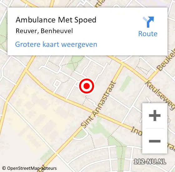 Locatie op kaart van de 112 melding: Ambulance Met Spoed Naar Reuver, Benheuvel op 18 september 2017 14:19